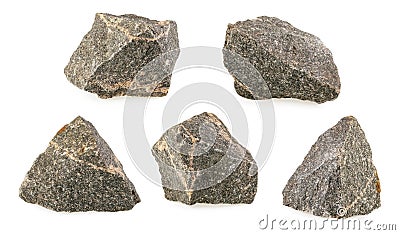 Granite stones, rocks isolated on white background Stock Photo