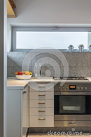 Granite tiles interior in simple kitchen Stock Photo