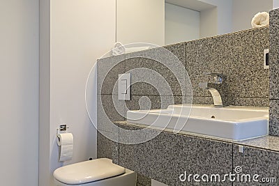 Granite tiles in minimalist bathroom Stock Photo