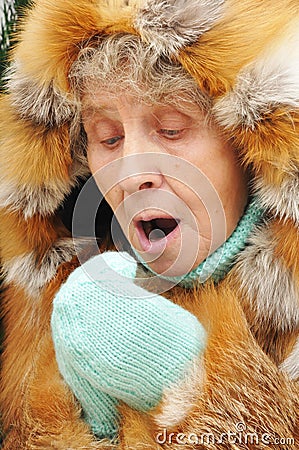 Granny Blow On Own Hand Royalty Free Stock Image - Image: 17437626