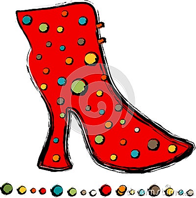 Granny Boot Red Vector Illustration