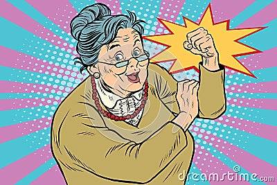 Granny old lady We can do it Vector Illustration