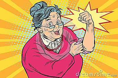 Granny old lady We can do it Vector Illustration