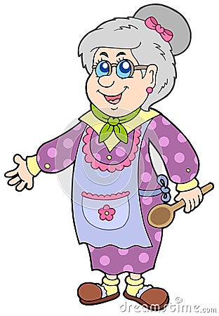Granny with spoon Vector Illustration