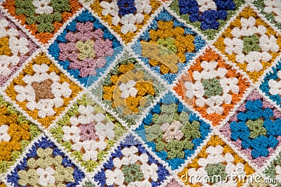 Granny squares crochet blanket Stock Photo