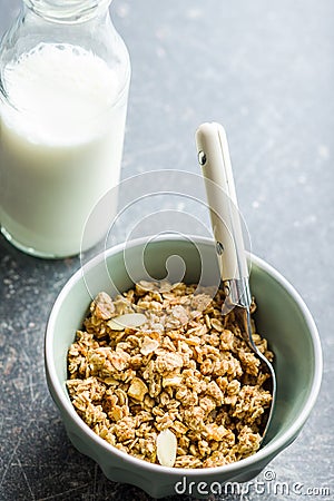 The granola breakfast cereals. Stock Photo