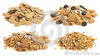 Granola and oat flakes set Stock Photo