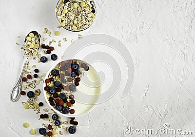 Granola with yogurt and berries Stock Photo