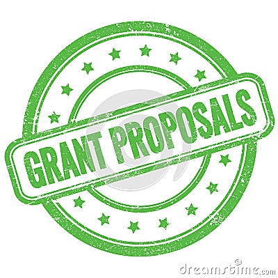 GRANT PROPOSALS text on green grungy round rubber stamp Stock Photo