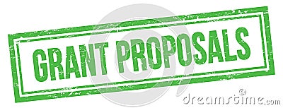 GRANT PROPOSALS text on green grungy vintage stamp Stock Photo