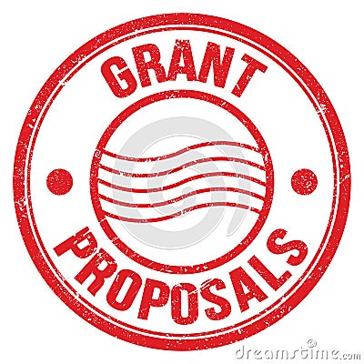 GRANT PROPOSALS text on red round postal stamp sign Stock Photo