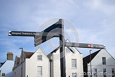 Grantham Direction Signs at Market Place. Editorial Stock Photo