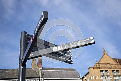 Grantham direction signs on Market Place. Editorial Stock Photo