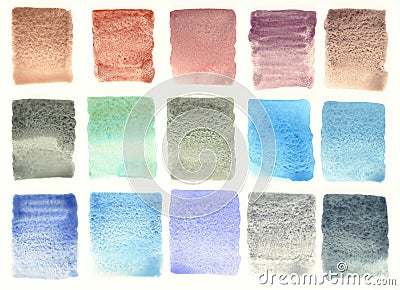 Granulated color palette watercolor background Stock Photo