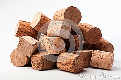 Granulated Cork on white background Stock Photo