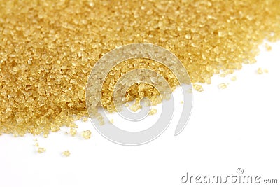 Granulated sugar, brown sugar from sugar cane, background granulated sugar yellow, sucrose sugar red Stock Photo