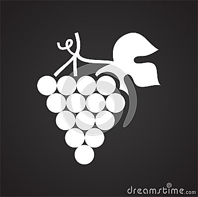 Grape on black background Vector Illustration