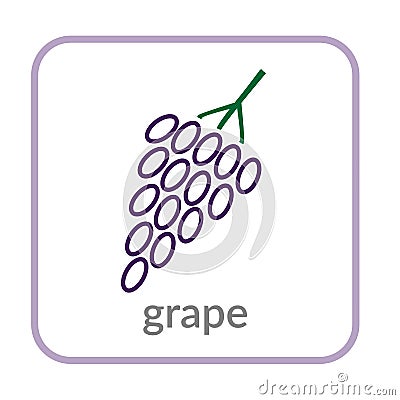 Grape bunch icon. Purple berry, outline flat sign, isolated white background. Symbol vineyard, alcohol drink. Health Vector Illustration