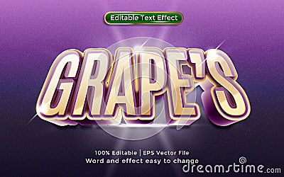 Grape editable text effect Vector Illustration