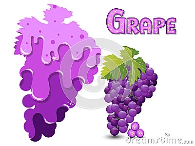 Grape fruit silhouette template melted flowing consisting of dark tasty sweet liquid. Abstract background. Vector illustration Vector Illustration