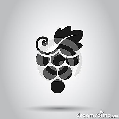 Grape fruits sign icon in flat style. Grapevine vector illustration on isolated background. Wine grapes business concept Vector Illustration