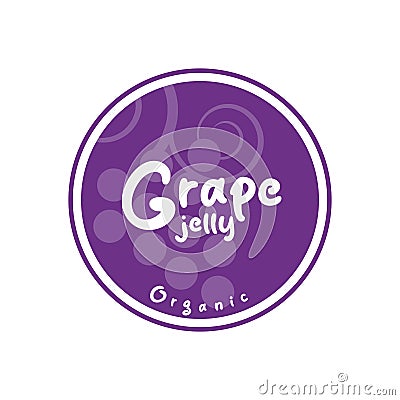 Grape jelly label, organic, sticker. Vector Illustration