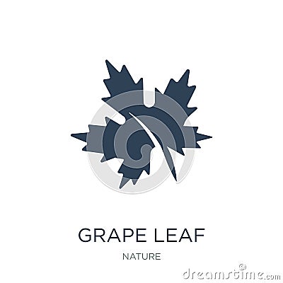 grape leaf icon in trendy design style. grape leaf icon isolated on white background. grape leaf vector icon simple and modern Vector Illustration