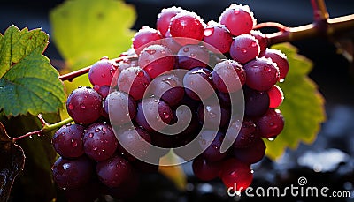 Grape leaf, nature freshness, ripe bunch, agriculture sweet harvest generated by AI Stock Photo