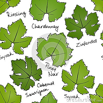 Grape leaves pattern Vector Illustration