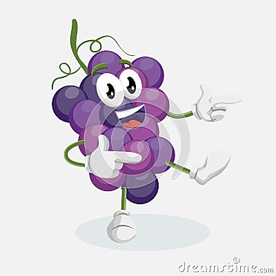 Grape Logo mascot Hi pose Vector Illustration