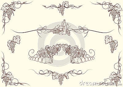 Grape ornaments Vector Illustration