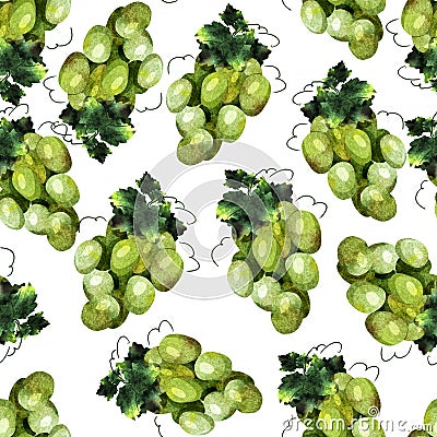 Green grape pattern Stock Photo