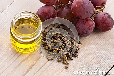 Grape seed oil Stock Photo