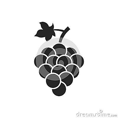 Grape vector isolated icon. Grape leaf wine black illustration graphic pictogram simple logo Vector Illustration