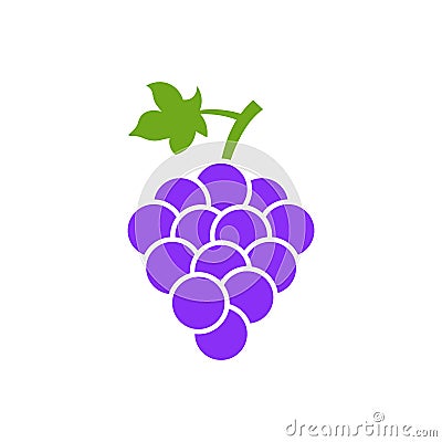 Grape vector isolated icon. Grape leaf wine black illustration graphic pictogram simple logo Vector Illustration