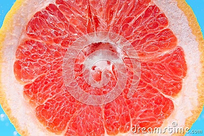 Grapefruit close up macro of. ripe juicy fruit in water, under water, for juice Stock Photo