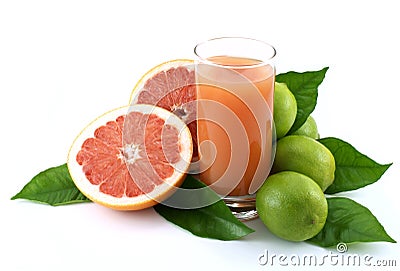 Grapefruit,lime and juice. Stock Photo