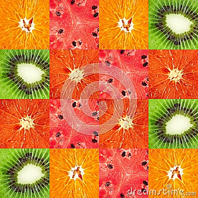 Grapefruit orange kiwi watermelon Stock Photo