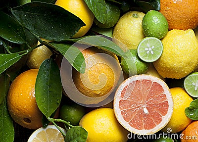 Grapefruit Oranges Lemons Limes Stock Photo