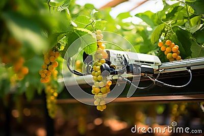 Grapefruit picking exemplifies digital agricultures prowess with a smart robotic arm Stock Photo