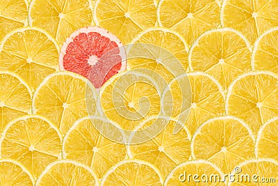 Grapefruit Slice Stand Out From Crowd Stock Photo