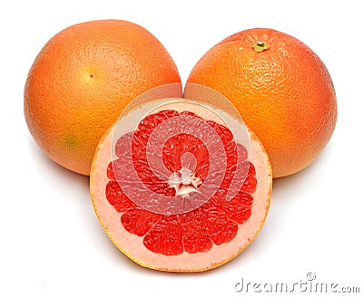 Grapefruit whole and half isolated on white background Stock Photo