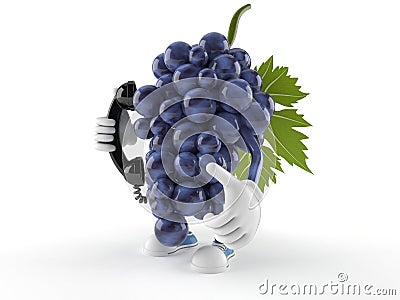 Grapes character holding a telephone handset Stock Photo