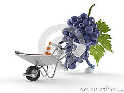 Grapes character with wheelbarrow Stock Photo