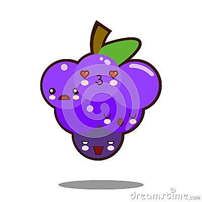 Grapes fruit cartoon character icon kawaii Flat design Stock Photo