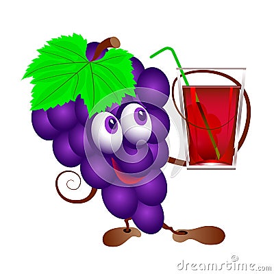 Grapes and glass of juice. Vector Illustration