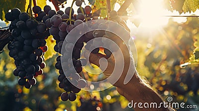 Grapes of Gold: A Sun-Kissed Journey through the Vineyard Stock Photo