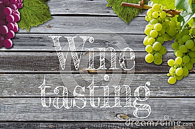 Grapes on a grapevine with wood background Stock Photo