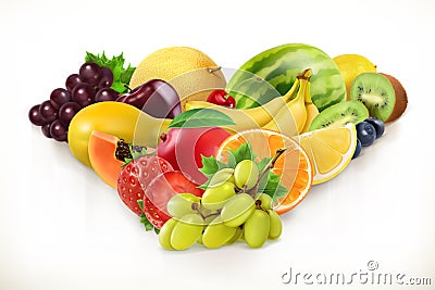 Grapes and juicy fruits, vector illustration Vector Illustration