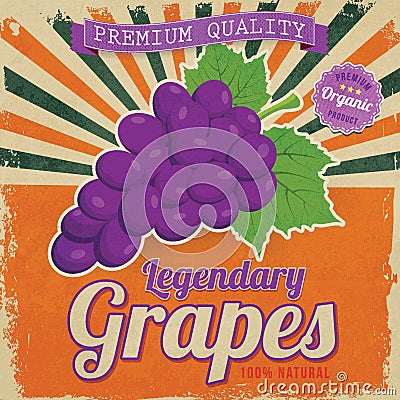Grapes label poster Vector Illustration